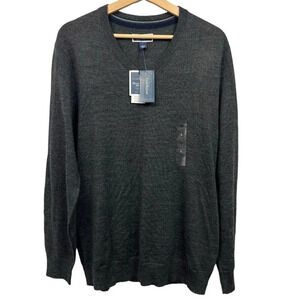 Club Room Sweater Mens Large Gray Performance Pullover Merino Wool Blend NWT